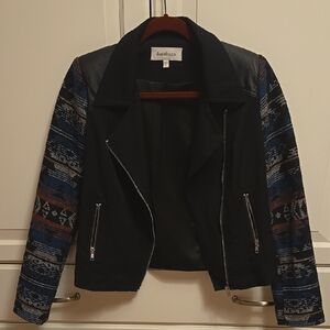 Daniel Rainn Black Blazer with Patterned Sleeves